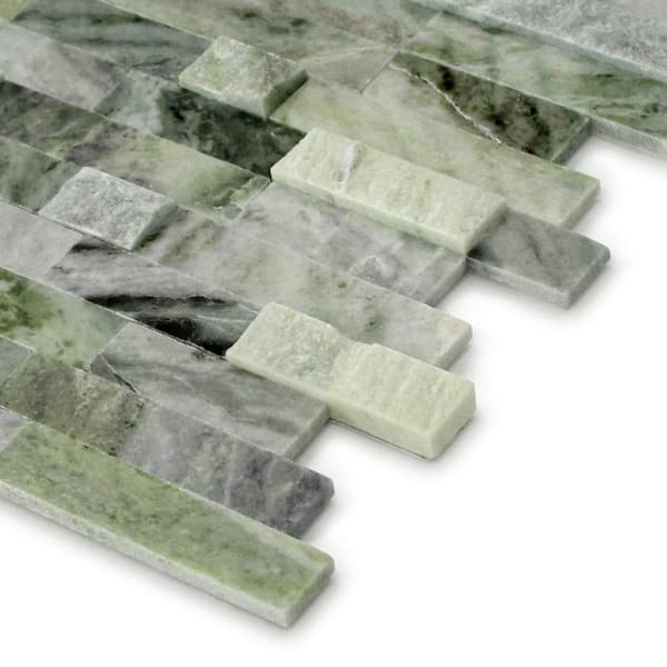 Green 11.5 in. x 10.7 in. Natural Marble Peel and Stick Backsplash Mosaic Wall Tile (4.3 sq. ft./Case)