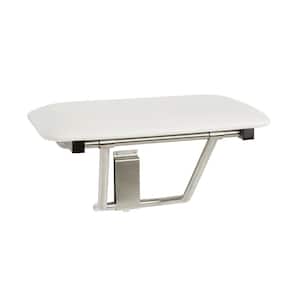 18 in. x 15 in. Padded White Folding Wall Mount Shower Seat Bench, ADA Compliant