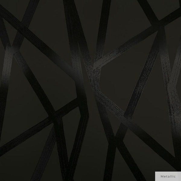 Genevieve Gorder Metallic Black on Black Intersections Vinyl Peel and Stick Wallpaper Roll (Covers 56 sq. ft.)