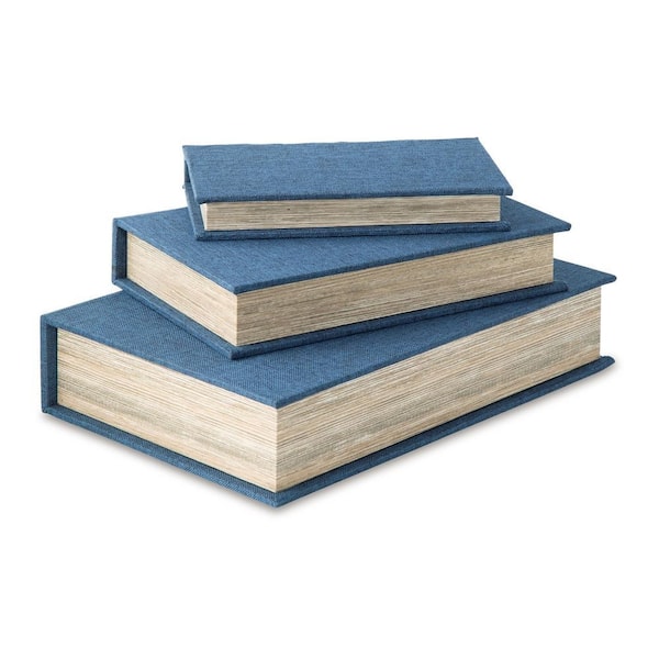 Jolly Blue 6.75 in. x 2 in. Velvet Lining Decorative Storage Box (Set of 3)