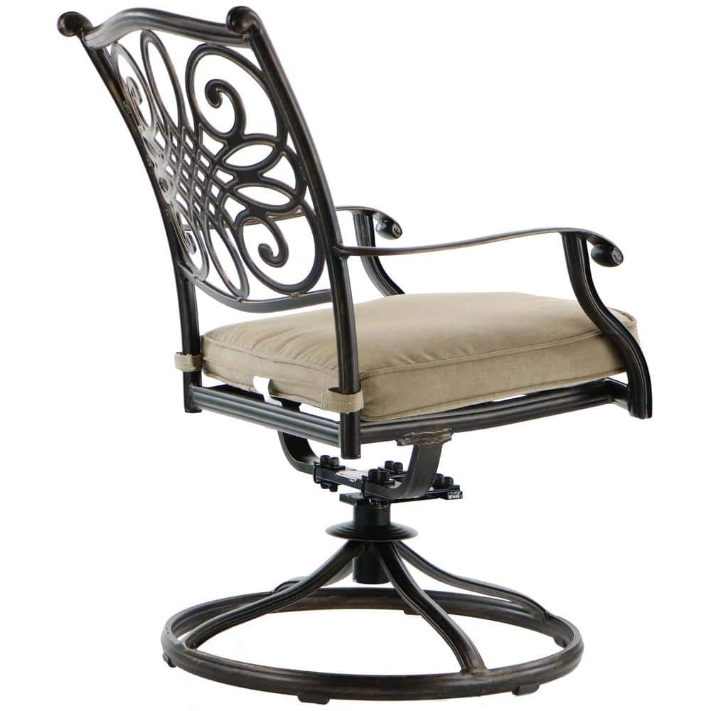 Hanover Traditions 11-Piece Bronze Outdoor Dining Set with Tan Cushions