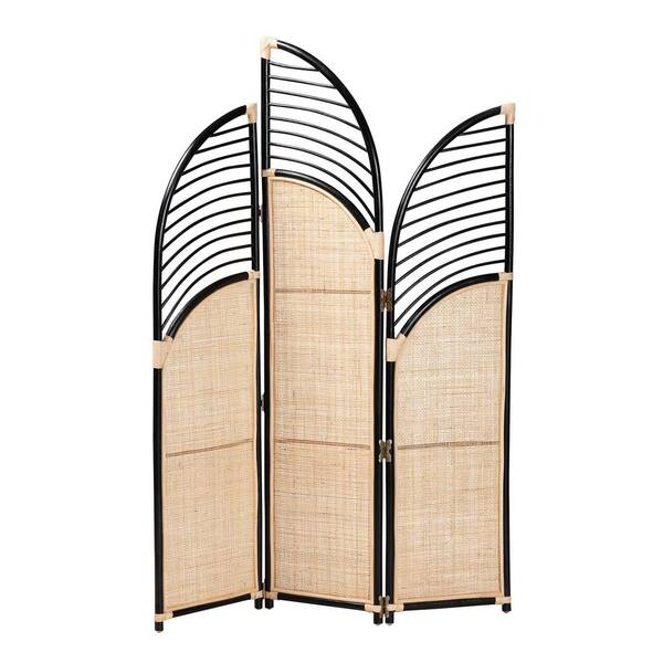 bali & pari Rasia Black and Natural Rattan Room Divider