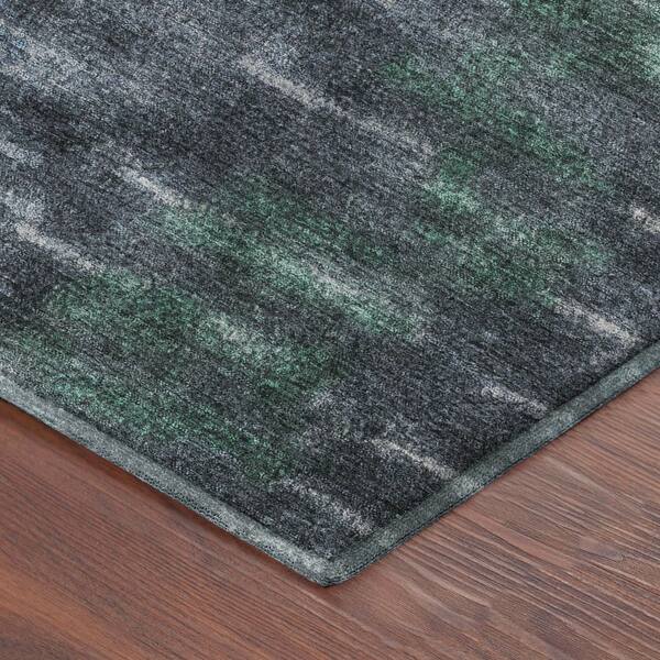 Mayfield Premium Machine Washable Abstract AMF2318 Teal 2 ft. x 7 ft. Runner Rug