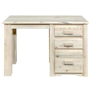 Homestead Collection 48 in. Rectangle Unfinished Pine Wood 3 Drawer Office Desk with File Drawer, Ready to Finish