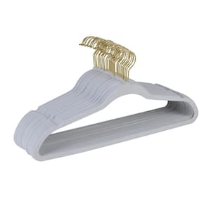 25-Pack Slim Velvet Gold Hook Hangers in White