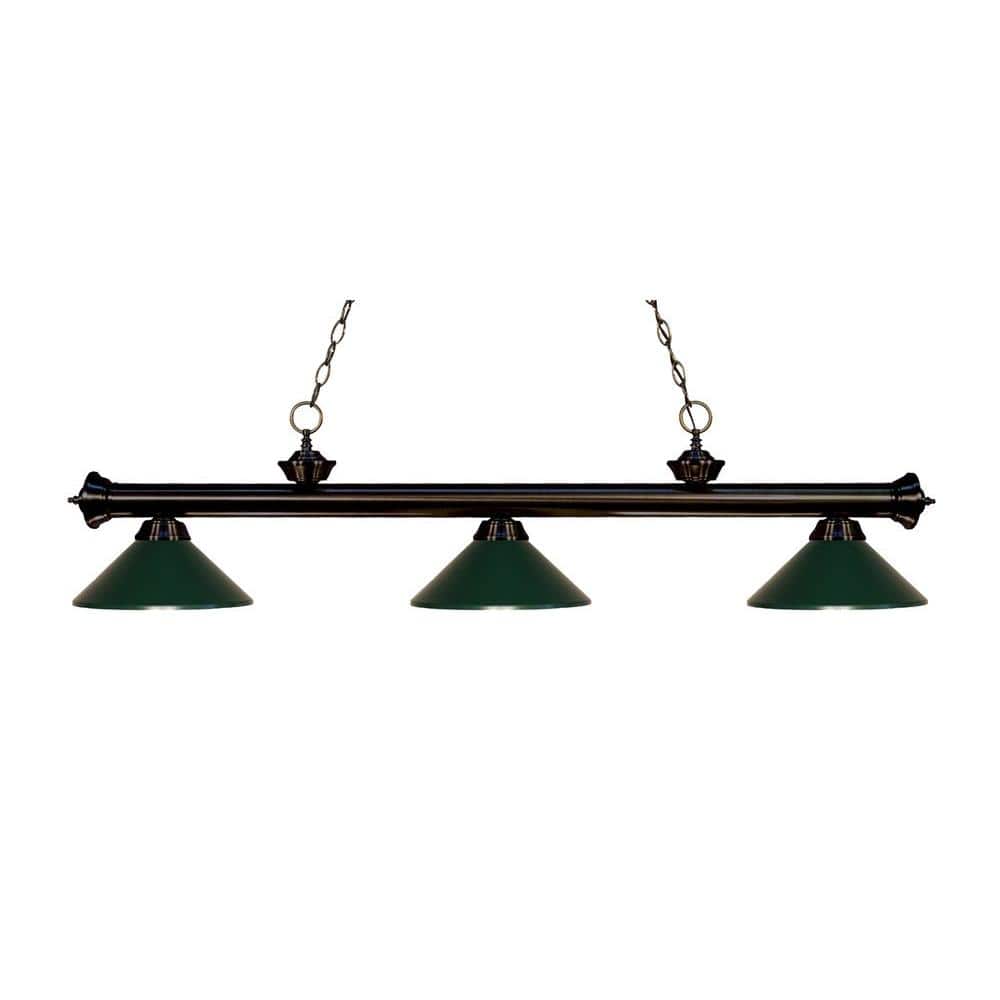 Riviera 57" Bronze Finish Island Light with Fluted Golden Mottle Shades
