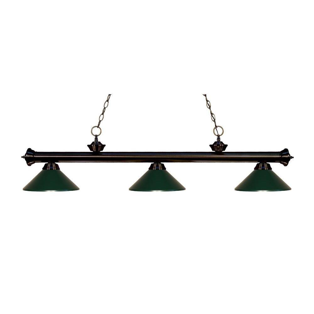 Riviera 57" Bronze Finish Island Light with Fluted Golden Mottle Shades