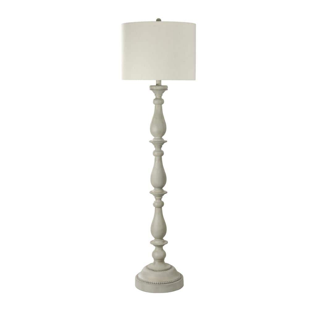 Fangio Lighting 61 in. Antique Ivory Resin Indoor Floor Lamp with ...