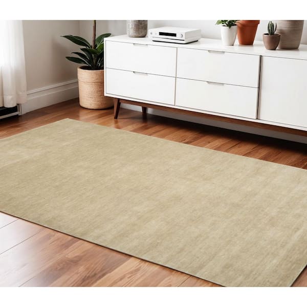 4 ft. x 6 ft. Beige Wool Hand Woven Area Rug