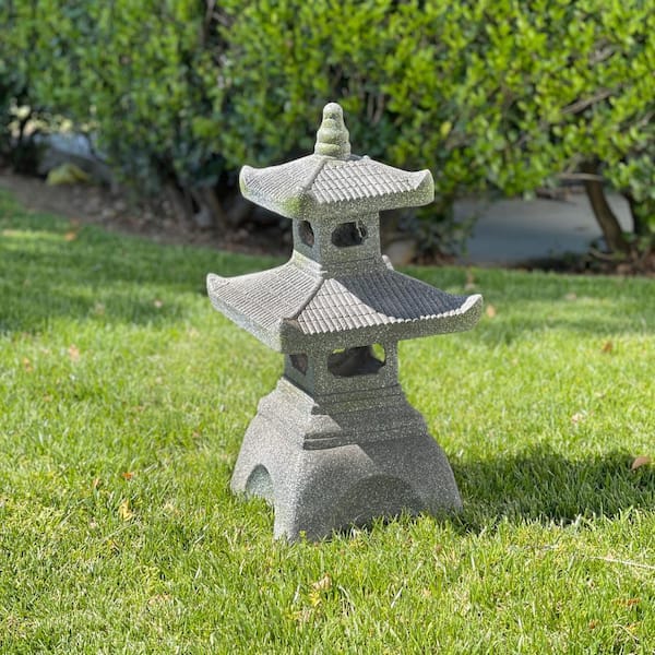 Galt International Pagoda Garden Yard Statue with LED Solar Light