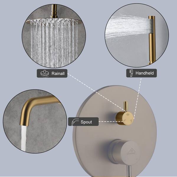 CASAINC 1-Spray Patterns Round 10 in. Wall Mount Dual Shower Heads 