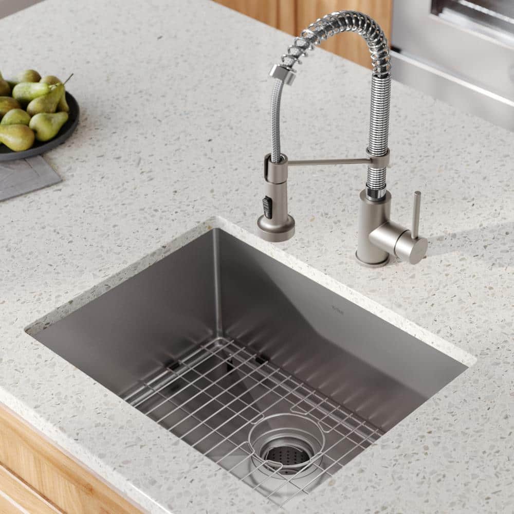23" Matte Black Stainless Steel Undermount Kitchen Sink with Faucet