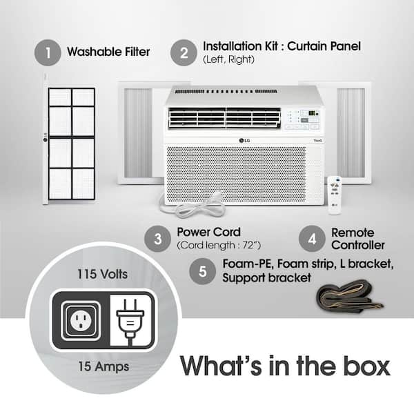 12,000 BTU 115-Volt Window Air Conditioner Unit Cools 550 sq. ft. with Wi-Fi, Remote, Dehumidifier and in White