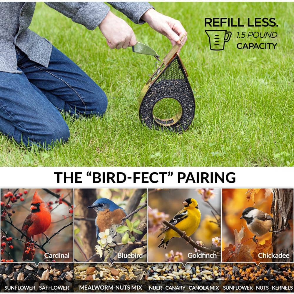 Copper and Black Mesh Hanging Raindrop Bird Feeder