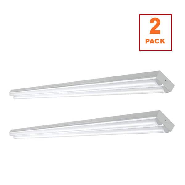 8 ft. 9000LM 90W 2-Light LED White Strip Light Fixture 120V Bright White 4000K Garage Lighting Non-Dimmable (2-Pack)