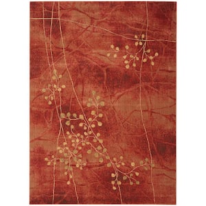 Somerset Flame 7 ft. x 10 ft. Botanical Contemporary Area Rug