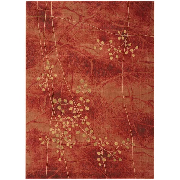 Nourison Somerset Flame 7 ft. x 10 ft. Botanical Contemporary Area Rug