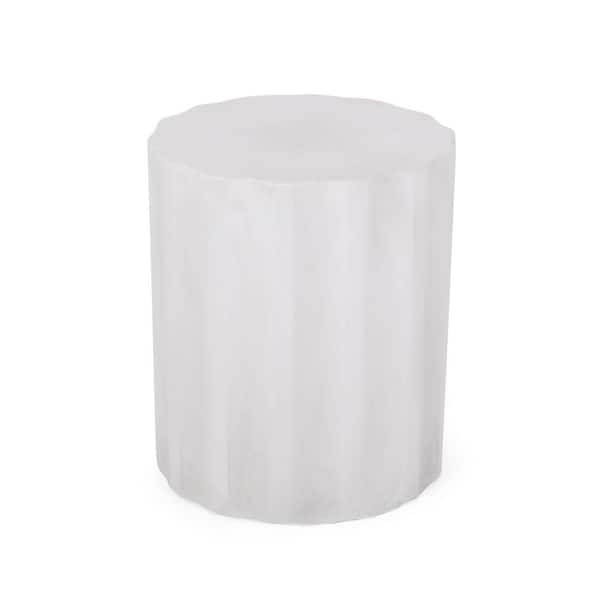 Unbranded 15.50 in. W x 15.50 in. D x 18.00 in. H Antique White Concrete Side Table-Lightweight Outdoor/Indoor Accent Table