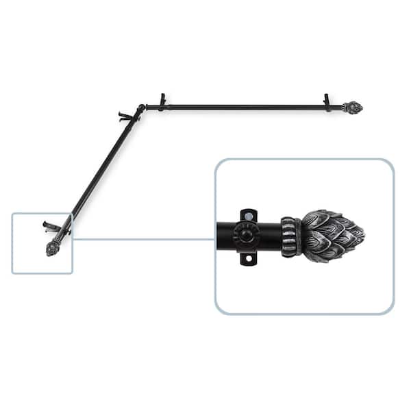 Rod Desyne Bud 13/16 in. Dia 28-48 in. L Corner Window Single Curtain Rod in Black