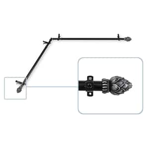 Bud 13/16 in. Dia 66-120 in. L Corner Window Single Curtain Rod in Black