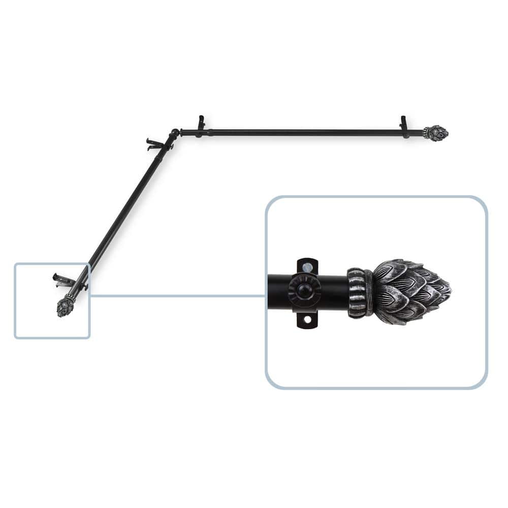 Bud 13/16 in. Dia 120-170 in. L Corner Window Single Curtain Rod in Black price history on PriceWatchPro