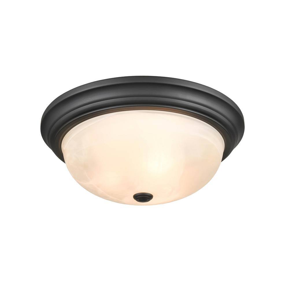 Matte Black Glass 15" Indoor/Outdoor Flush Mount Light