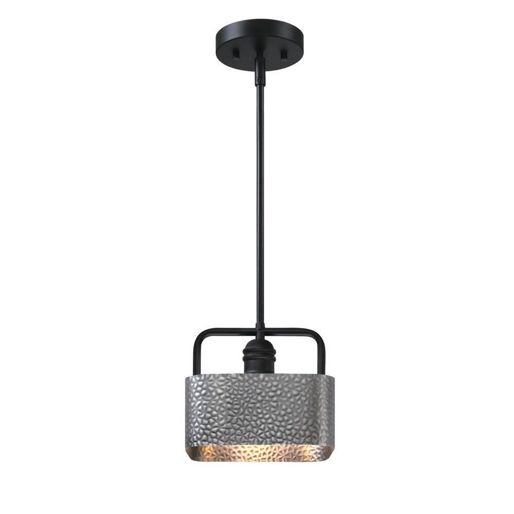 Bexar Matte Black and Dark Pewter 8" Geometric Mini Pendant Light