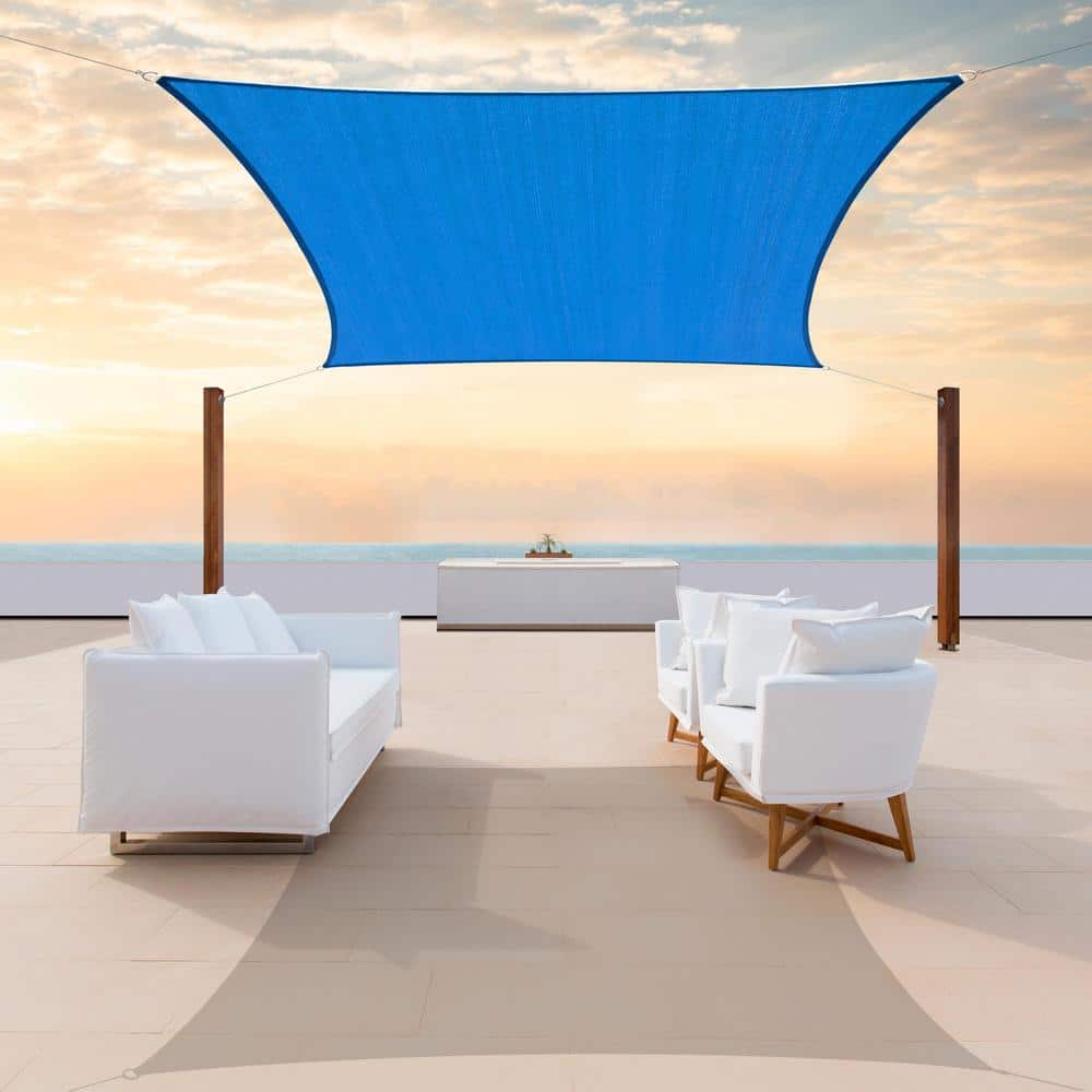 12 ft x 12 ft Blue Square Sun Shade Sail with Stainless Steel Hardware Kit