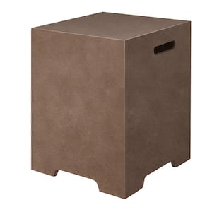 20 in. Dark Brown Square Concrete Outdoor Propane Tank Cover, Outdoor Side Table