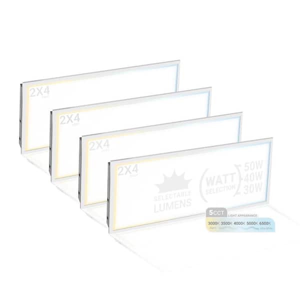 2 ft. x 4 ft. Drop Ceiling Backlit Integrated LED Panel 5CCT 30K-65K Color & Lumens Selectable Dimmable 120-277V (4-PK)
