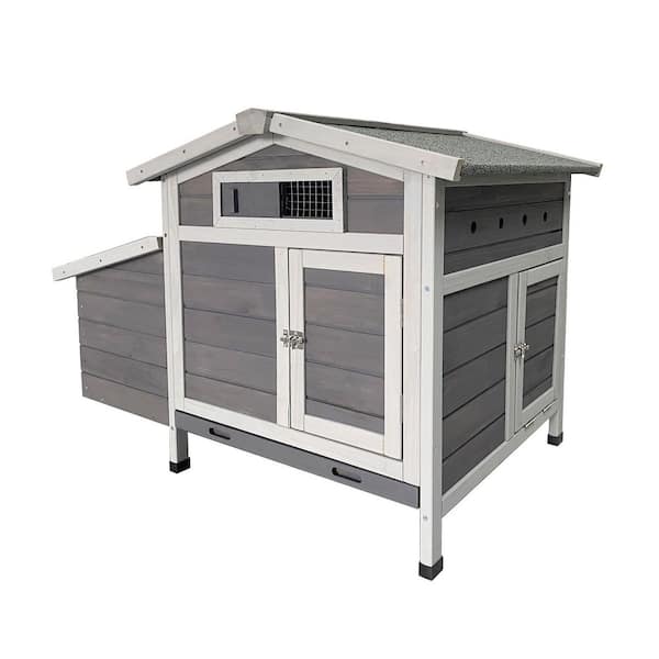 Outdoor Free-Range Wooden Chicken Coop with Asphalt Roof, Leak