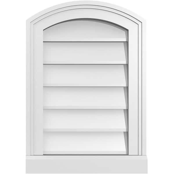 Ekena Millwork 14" x 20" Arch Top Surface Mount PVC Gable Vent: Functional with Brickmould Sill Frame