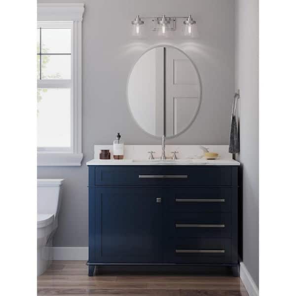 Hinton 24.5 in. 3-Light Brushed Nickel Clear Seeded Glass Farmhouse Bath Vanity Light