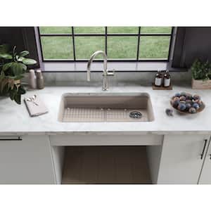 Cairn Matte Taupe Solid Surface 33 in. Single Bowl Undermount Kitchen Sink