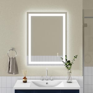 24 in. W x 32 in. H Rectangular Frameless LED Anti-Fog Wall Bathroom Vanity Mirror, Tempered Glass Backlit Front Light