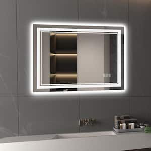 Front Light and Backlit Mirror 32 in. W x 24 in. H Rectangular Frameless Anti-Fog Lighted Wall Bathroom Vanity Mirror