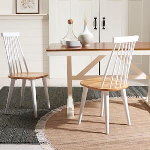 Burris White/Natural 16.1 in. Wood Dining Chair Set of 2