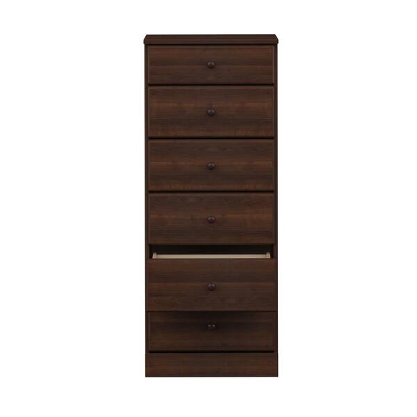 Astrid Espresso 6-Drawer Dresser 20 in. Chest of Drawers, Dresser for Bedroom,Dressers for Clothes Storage and Organizer