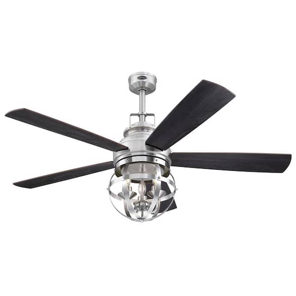 Led Indoor Brushed Nickel Ceiling Fan, Modern Crystal Ceiling Fan With Remote Control Satin Nickel Plate