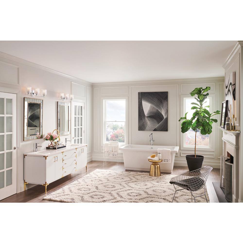Elle Chrome 3-Light Vanity with Chevron Cut Clear Glass