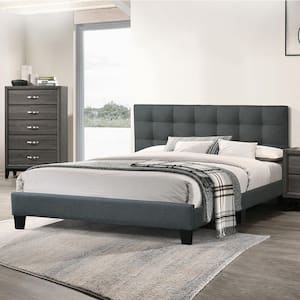 Charcoal Gray Fabric Upholstered Full Size Bed