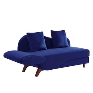 Artemax Chaise Blue Lounge with Storage and Solid Wood Legs