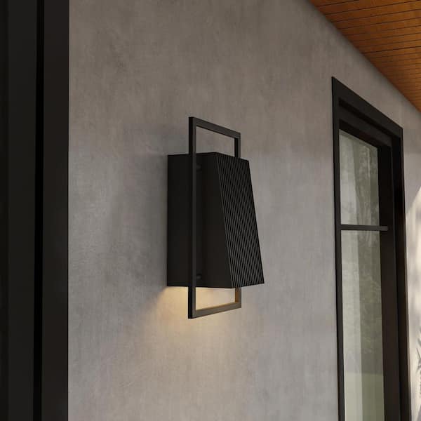Designers Fountain Pine Hills Black Dark Sky 1-Light Outdoor Line Voltage Hardwired Porch Light Wall Sconce with No Bulb Included