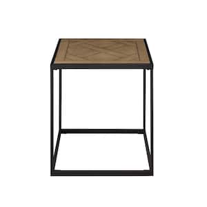 20 in. Parquet Veneer Square Wooden Modern End Table