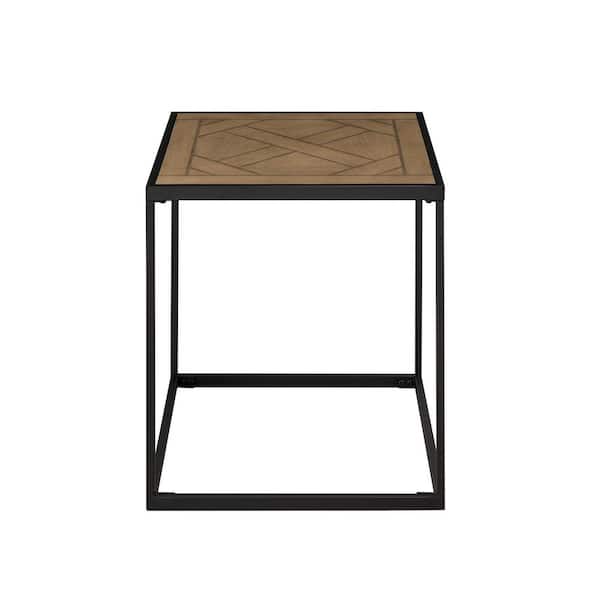 Welwick Designs 20 in. Parquet Veneer Square Wooden Modern End Table