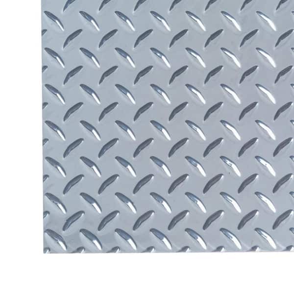 Heavy Weight 36 in. x 36 in. x 0.063 in. Diamond Tread Silver Aluminum Sheet Metal
