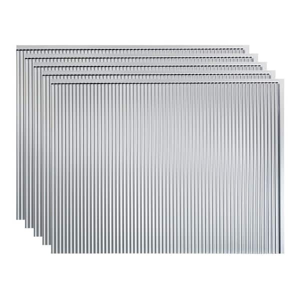 Fasade Rib 18.25 in. x 24.25 in. Vinyl Backsplash Panel in Brushed Aluminum (5-Pack)