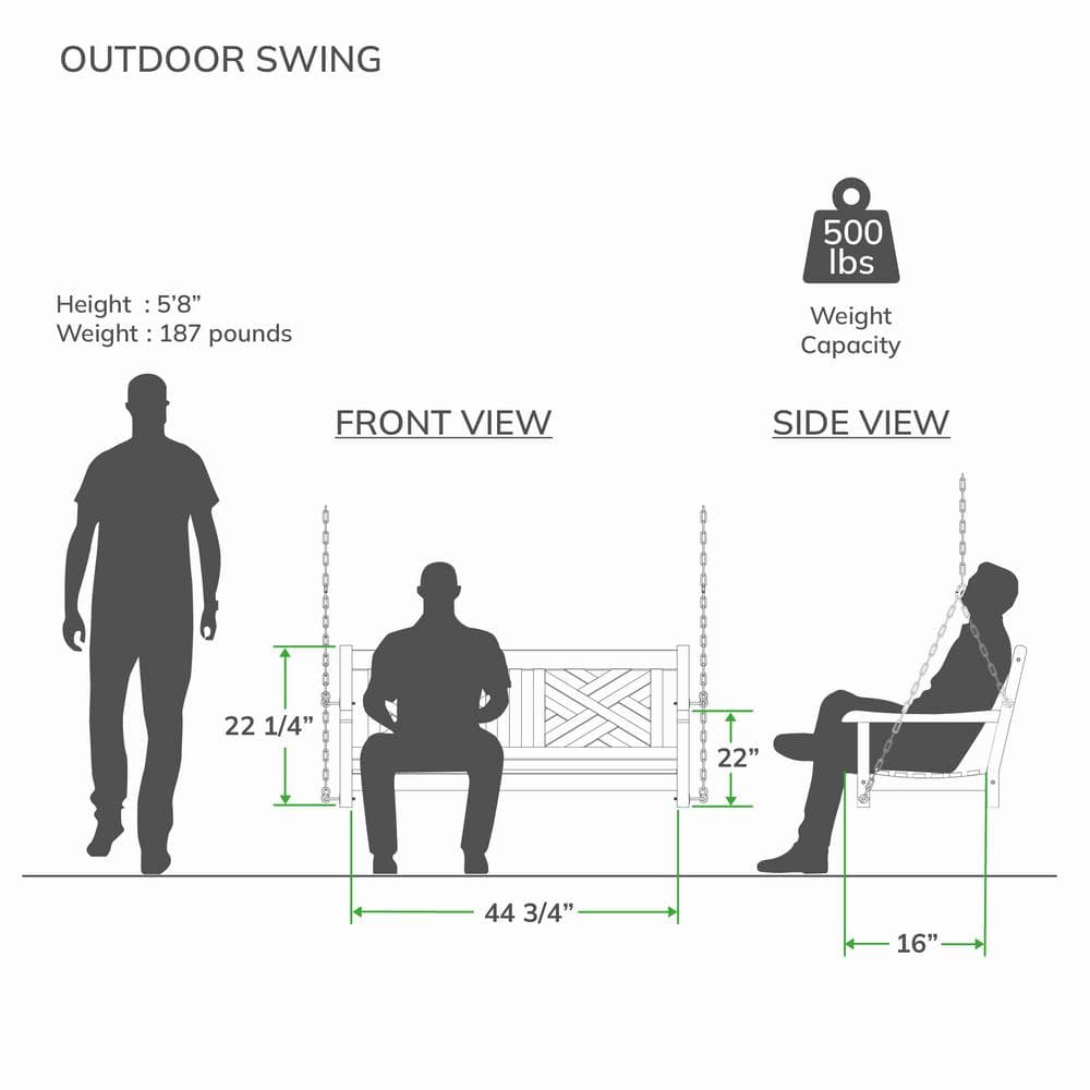 Isla Natural Teak Wood Chippendale Porch Swing