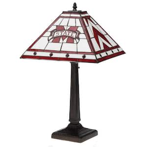 NCAA - 23 in. Antique Bronze Stained Glass Mission Lamp- Mississippi State