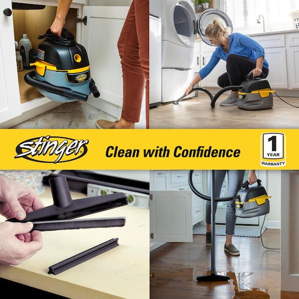 2.5 Gal. 1.75 Peak HP Small Shop Vacuum Wet Dry Vac with Filter Bag, Hose, Attachments, Wands and Floor Nozzle HD2025C